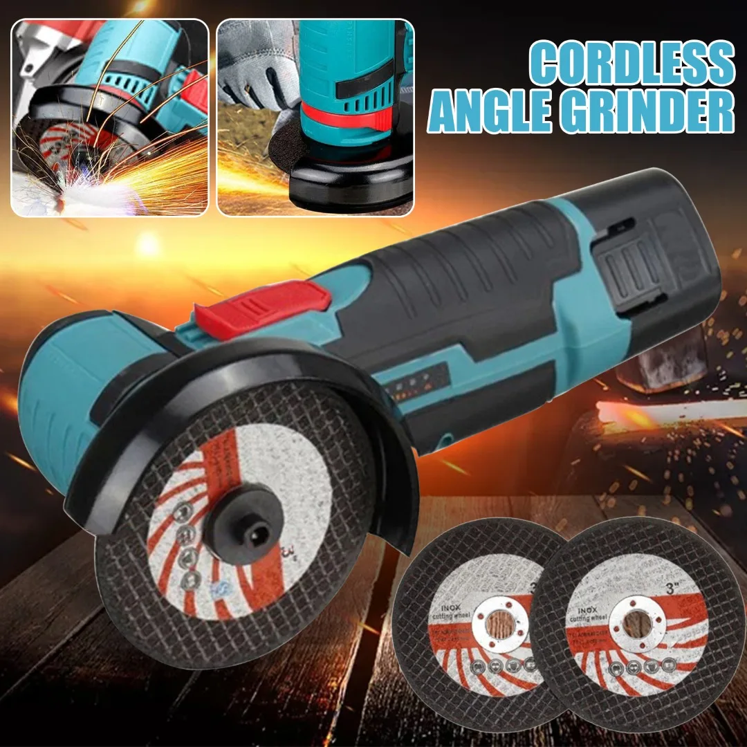 

Newest Cordless Angle Grinder Polishing Brushless Cutter +2 Battery + 2 Discs Portable Mini Cutting Lithium Battery Power Tools