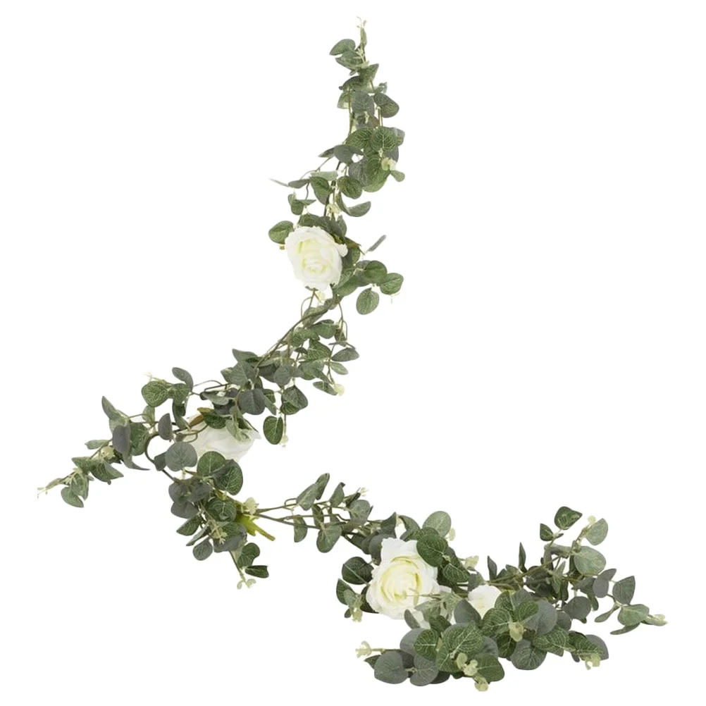 

Garland Eucalyptus Greenery Flower Artificial Hanging Wedding Faux Rose Flowers Backdrop Decor White Vineswreath Fake Leaves