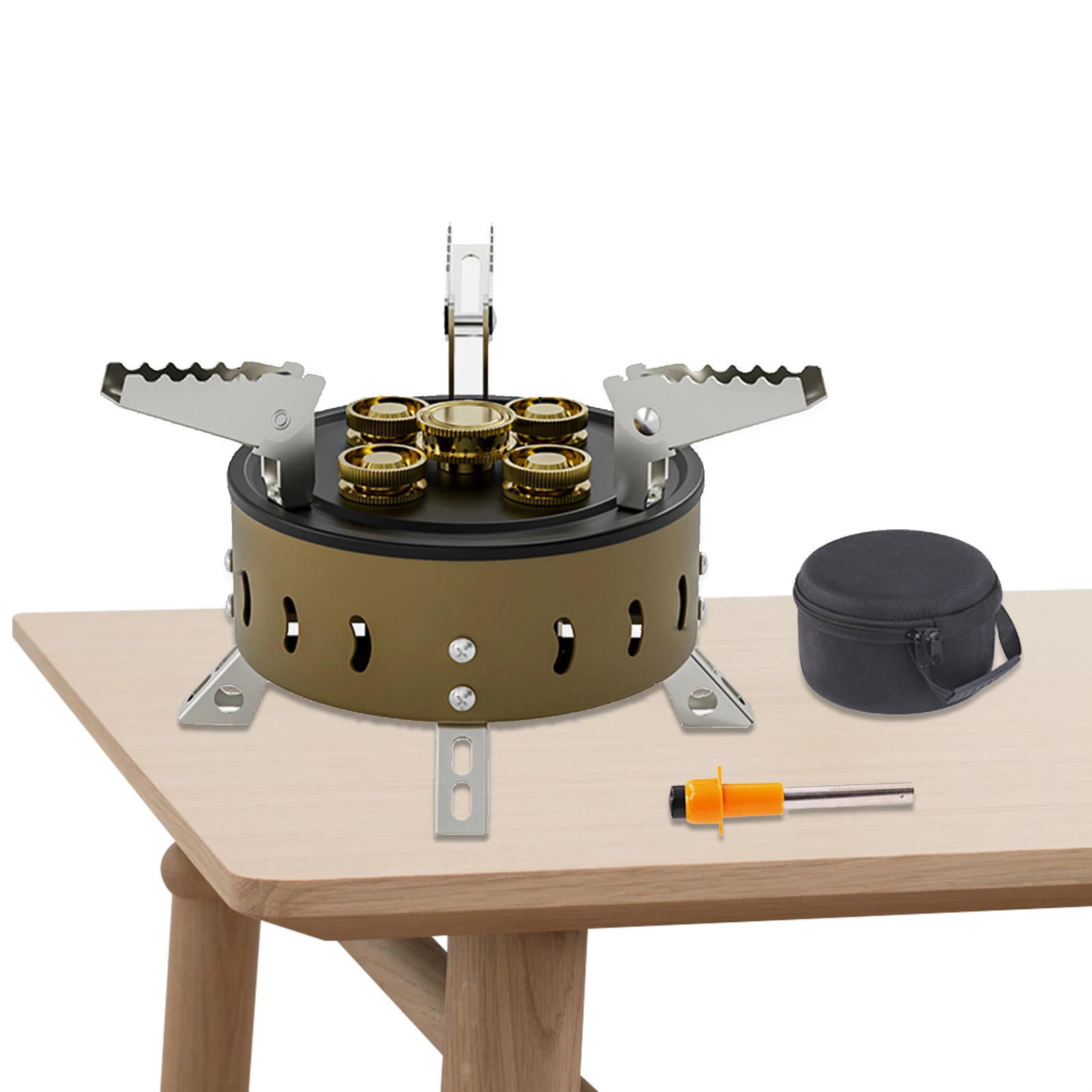

Portable Backpacking Stove 11000w Mini Backpack Stove Camping Equipment Folding 5 Burners Compact Camp Stove For Outdoor Cooking