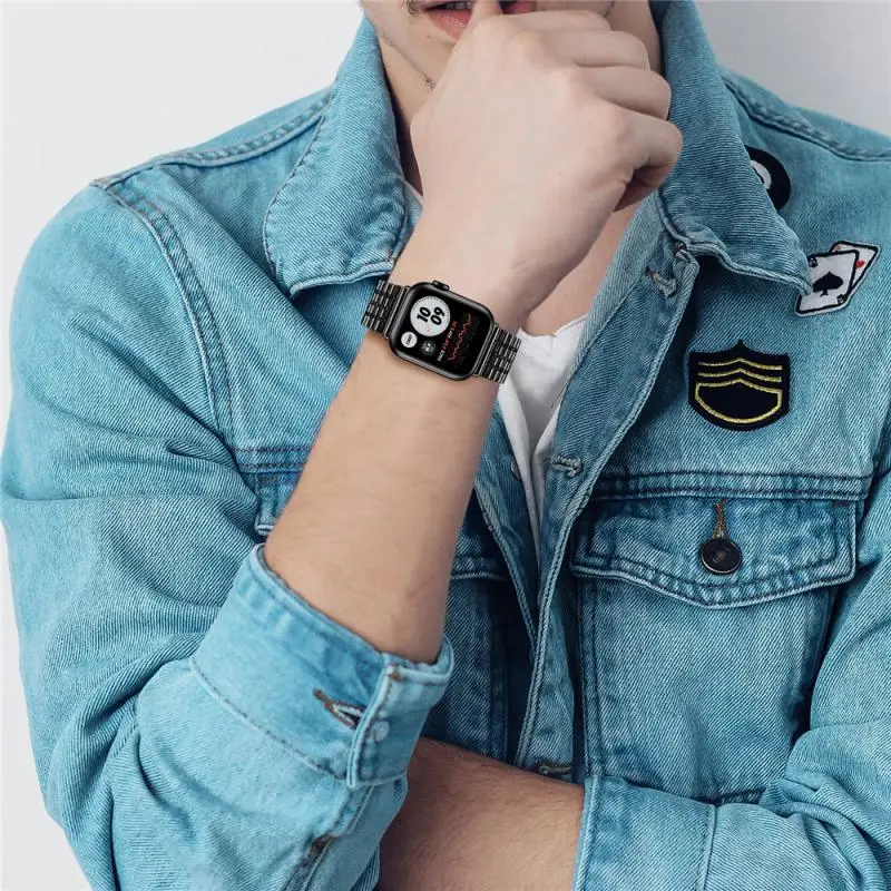 

Suitable for Apple Watch iwatch876se542/3 watch, stainless steel ultra-thin seven bead watch