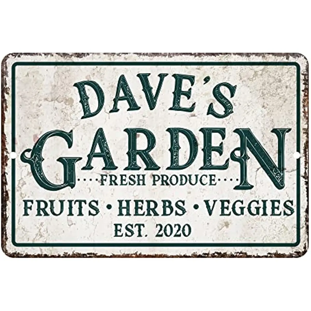 

Funny Personalized Vintage Distressed Look Fruit Herbs and Veggie Garden Metal Room Sign