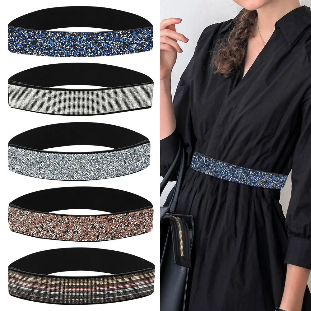 

Shining Party Wedding Accessories Elastic Belly Belts Stretch Waistband Bridal Waist Strap Rhinestone Girdle Belt