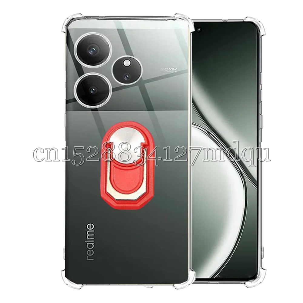 Кольцевой держатель для Realme GT6 противоударный мягкий чехол из ТПУ с подставкой GT