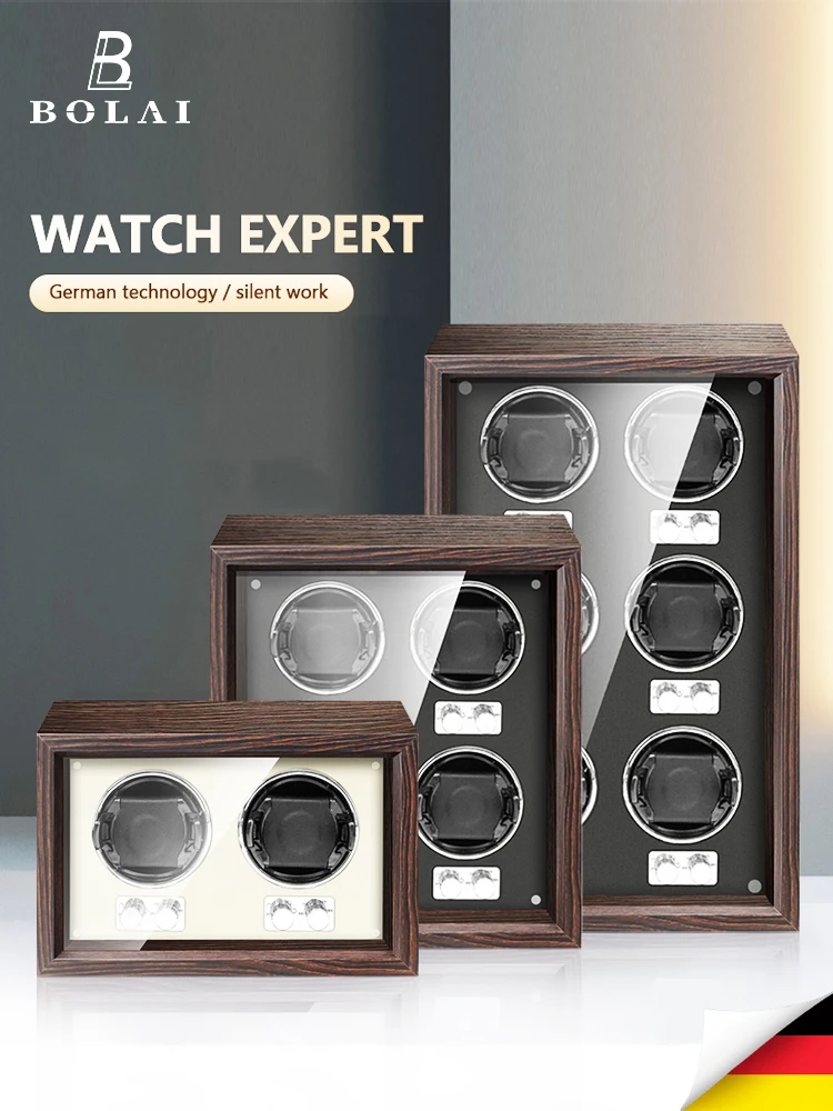 BOLAI Brand Luxury Wood Watch Winder High-End 2 4 Slot Automatic Watches Box with Mabuchi Motor Watch Cabinet Clock Storage Box