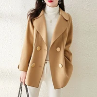 2022 winter fashion double breasted casual thin woolen coat womens trend winter jacket women cotton regular casual