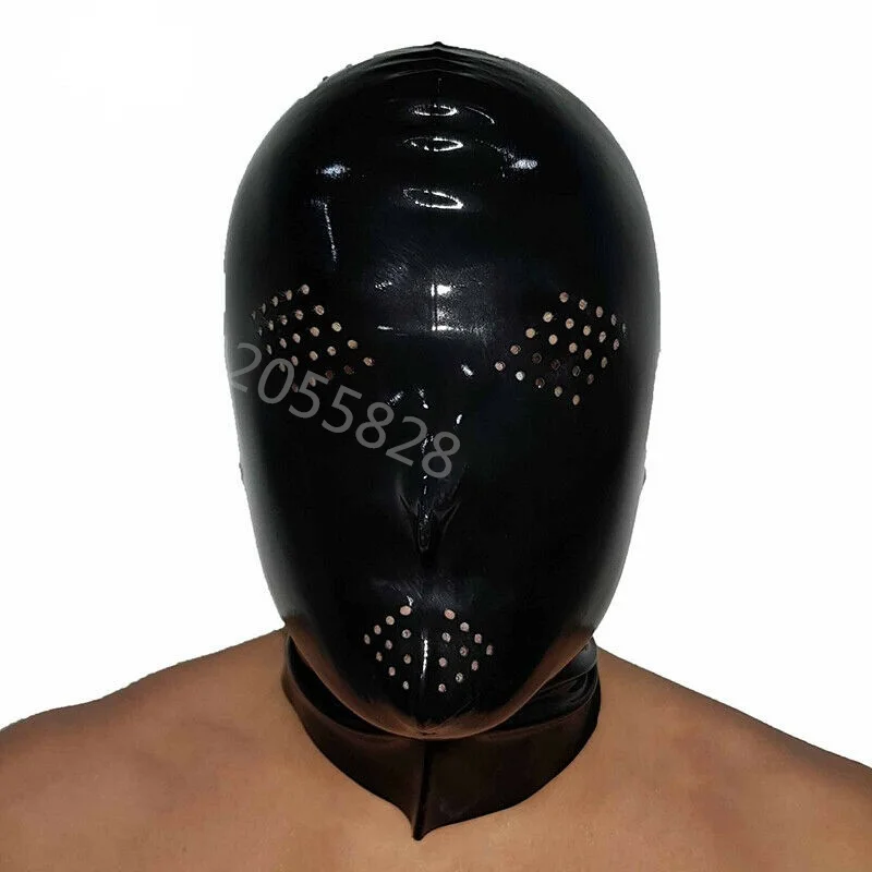 

Latex Mask Hood Eyes and Mouth Honeycomb Opening Handmade for Bodysuit Halloween Back Zipper