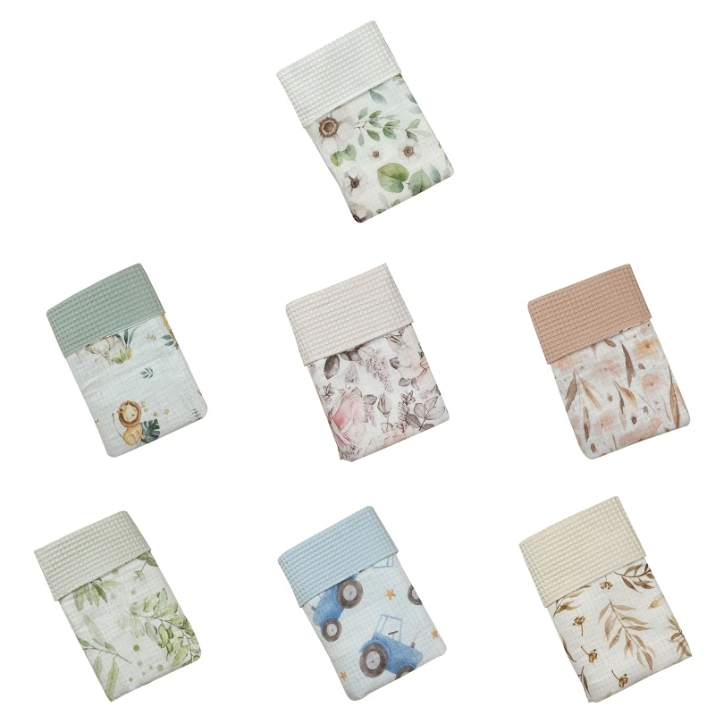 

Cotton Waffle Baby Swaddle Blanket Newborn Infant Floral Leaves Printed Swaddling Receiving Wrap Breastfeeding Towel