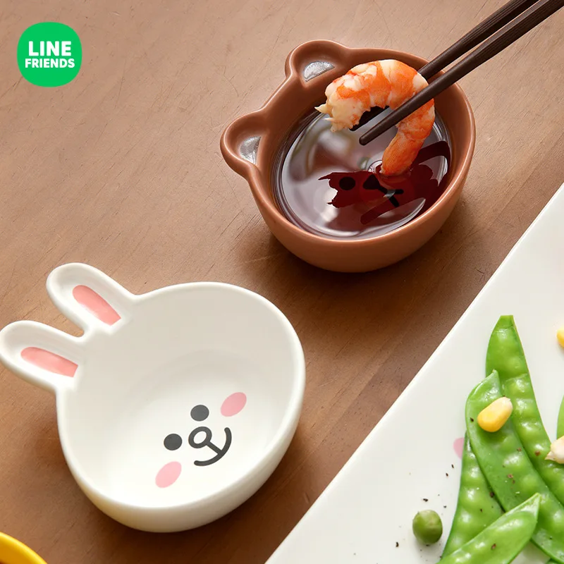 Line Friends Kawaii BROWN CONY SALLY Cartoon Tableware Cute Ceramic Dip Dish Household Soy Sauce Vinegar Seasoning Dish Gift