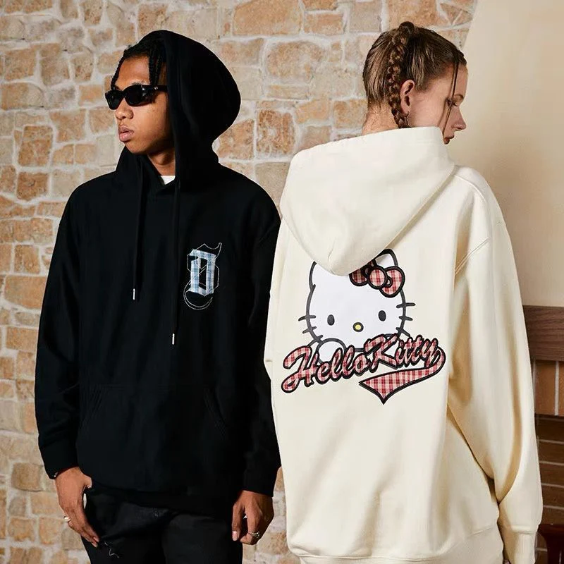 

Kawaii Hooded Sweater Sanrio Hello Kittys Cute Anime Plush Printed Sweater Oversize Loose Couple Top Girls Christmas Gift