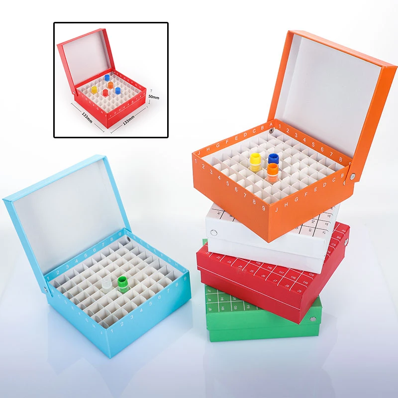 Laboratory Paper Text Tube Box For 1.5ml 1.8ml 2ml Cryopreservation Tubes With Connection Cover , Tube Rack , 81 holes , 1piece