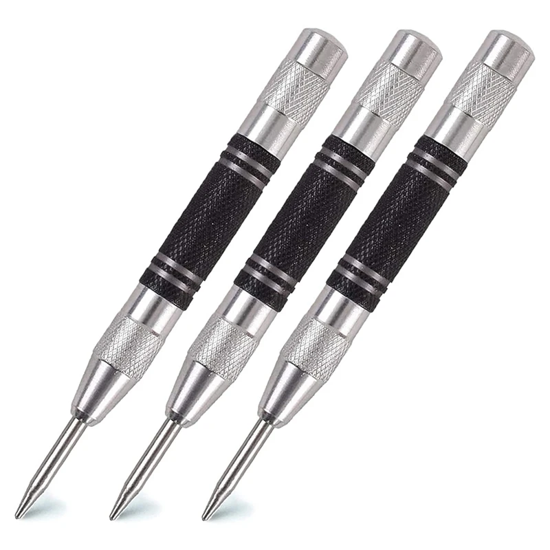 

Automatic Center Punch 3 PCS - Adjustable Heavy Duty 5 In Spring Loaded Center Punch Tool For Metal, Wood, Plastic,Glass