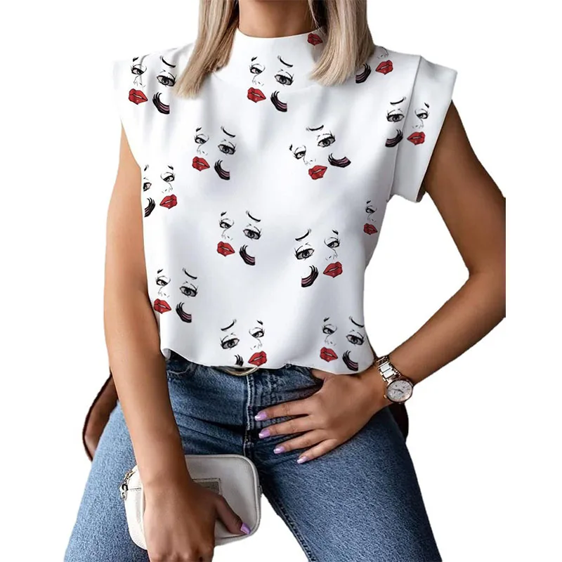 Женская Летняя мода 2021 новая простая Удобная рубашка с воротником-стойкой и