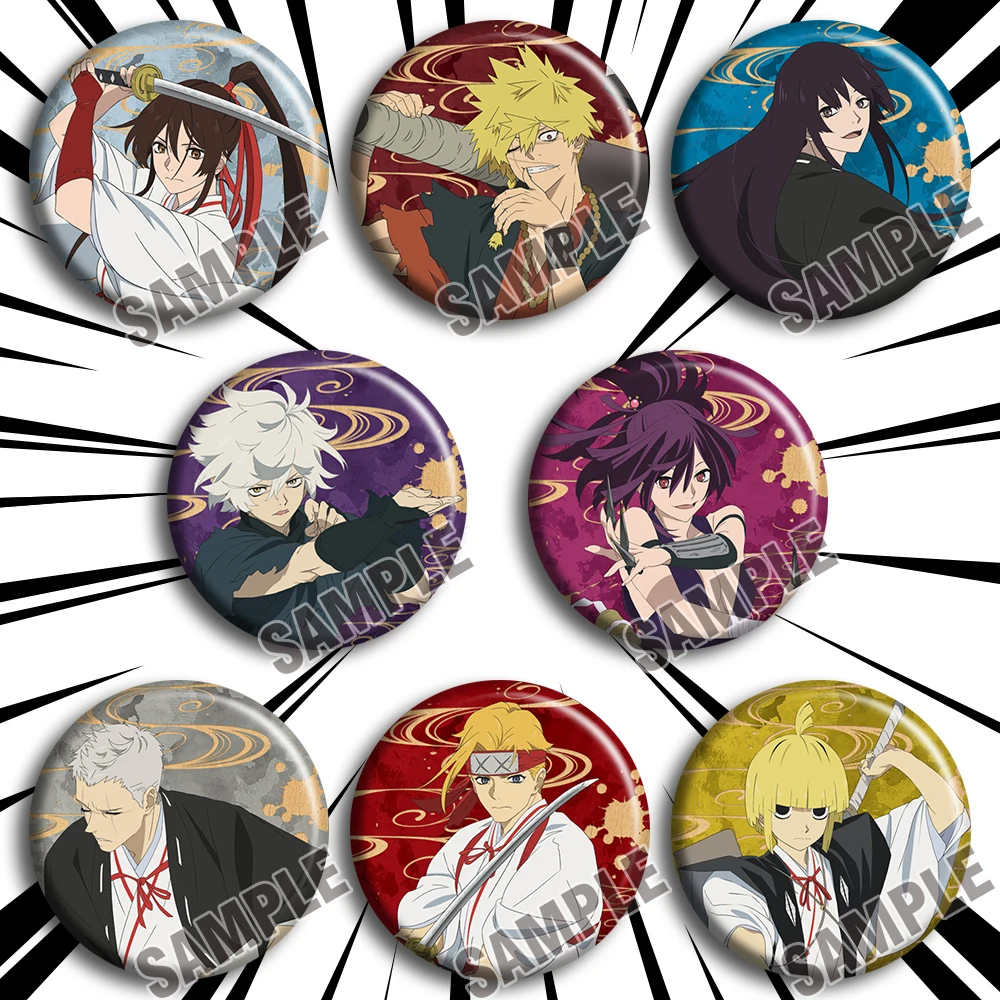 8pcs/1lot Anime Jigoku Raku Tower Records Figure 4390 Badges Round Brooch Pin Badge Bedge Gifts Kids Toy