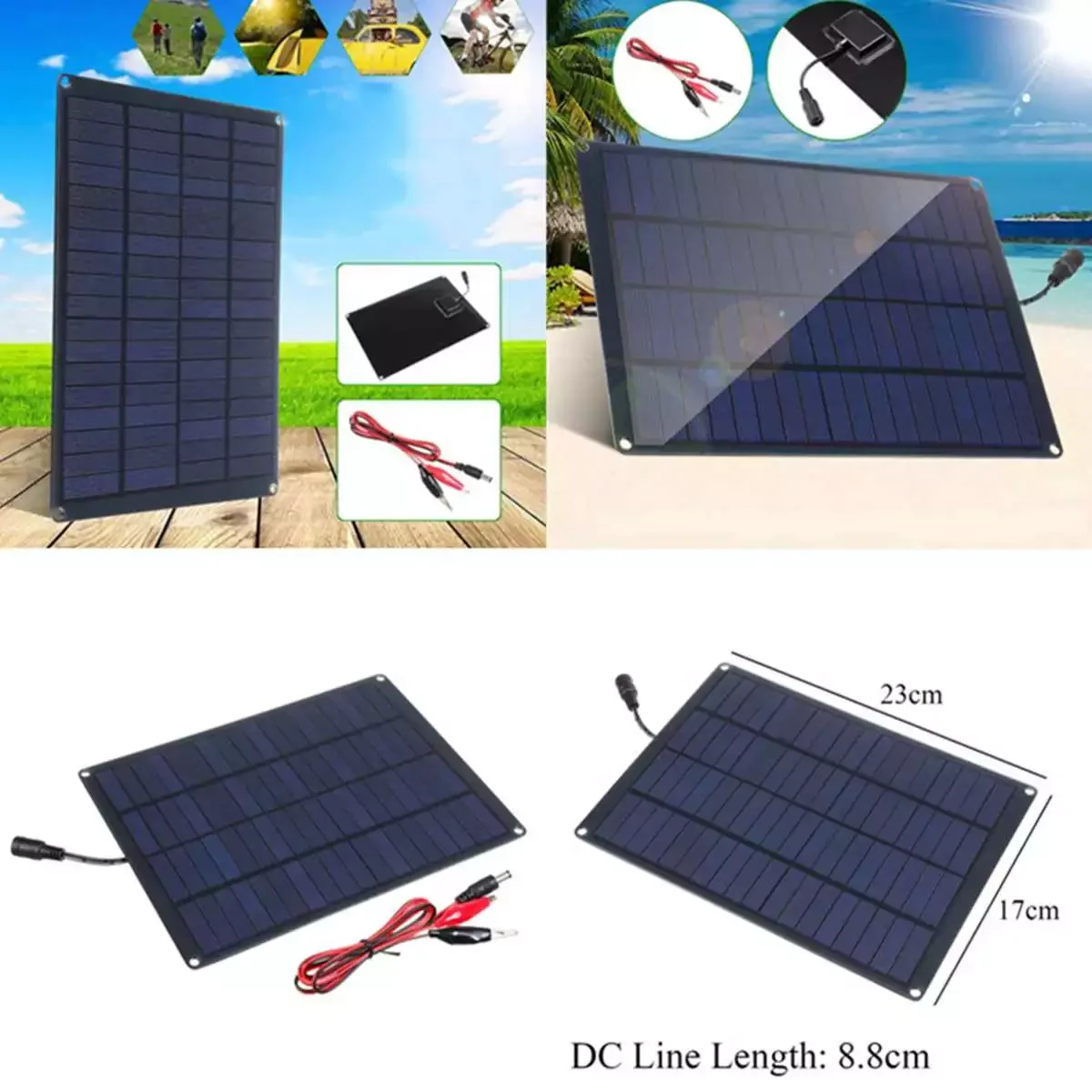 

18V Solar Panel Kit Complete with Controller Portable Power Bank Solar Charger for Smartphone Charger Camping Car Boat RV