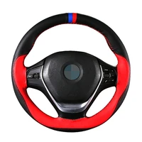 diy 38 cm steering wheel soft fiber leather anti slip car steering wheel cover car with needle and thread interior accessories