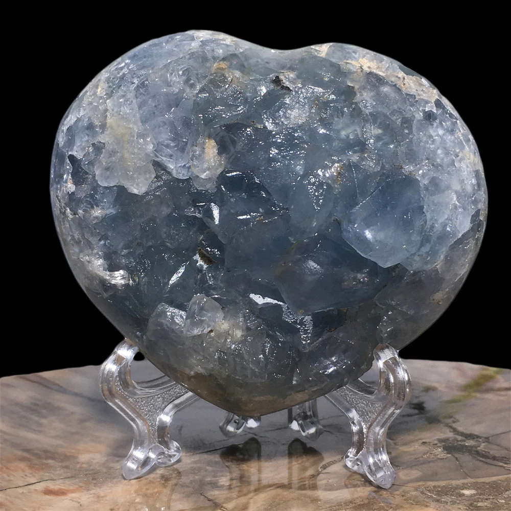 

Природный Celestite Geode кварц кластера Crystal в форме голубого сердца ручная коллекция минералов образец драгоценного камня Home Decoration