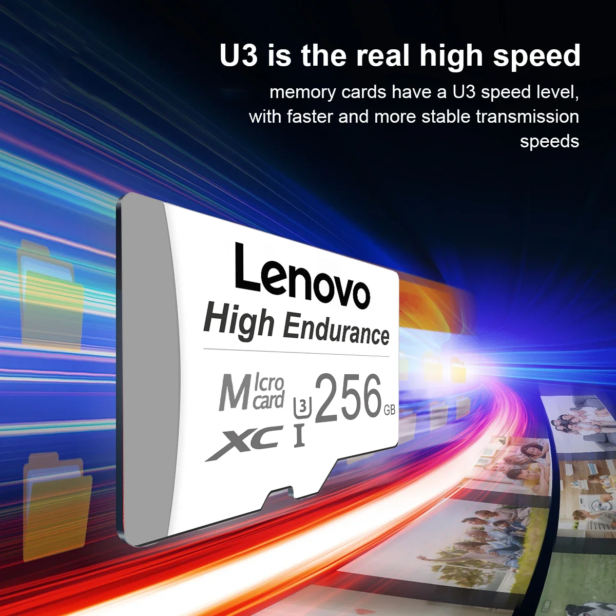Фото Карта памяти Lenovo Ultra High Speed Class 10 Micro SD, универсальная TF/SD-карта для расширения памяти, 32 ГБ/64 ГБ/256 ГБ/512 ГБ №3
