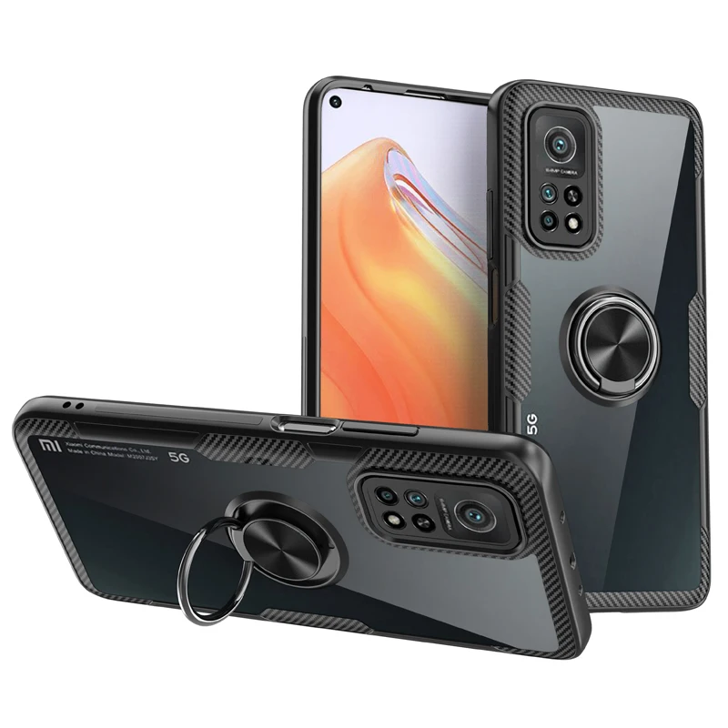 Transparent Magnetic Shockproof Case For Xiaomi Mi Redmi Note 10 10S 9 9S Pro 9Pro 10Pro 8 8T 10T T Clear Cover With Ring Holder