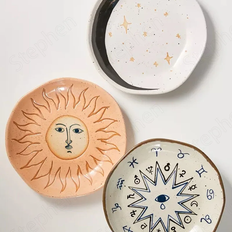 Американская современная керамическая посуда ручная роспись обеденная тарелка