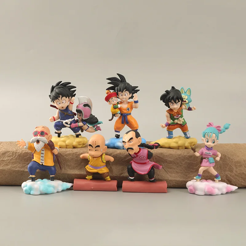 

7Pcs/Set New Anime Dragon Ball Figures Son Goku Kuririn Bulma Tao Pai Pai Kame Sennin Yamcha PVC Action Toys Doll Gift