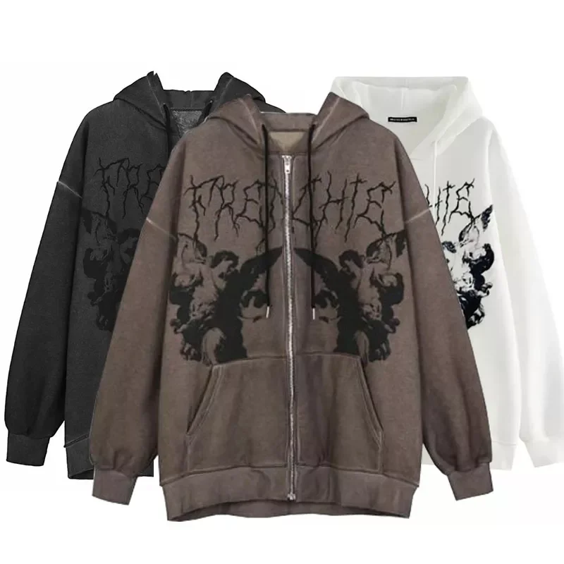 

NEW IN 2021 y2k Winter Hoodies Ropa Grunge Sweatshirts Goth Tops Clothes Vintage Aesthetic Emo Zip Up Sweater Fairy Jackets Coat