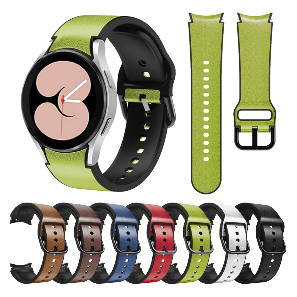 

No Gap Leather Silicone Strap For Samsung Galaxy Watch 4 Classic 46mm 42mm/Galaxy Watch4 44mm 40mm Replacement Watchband
