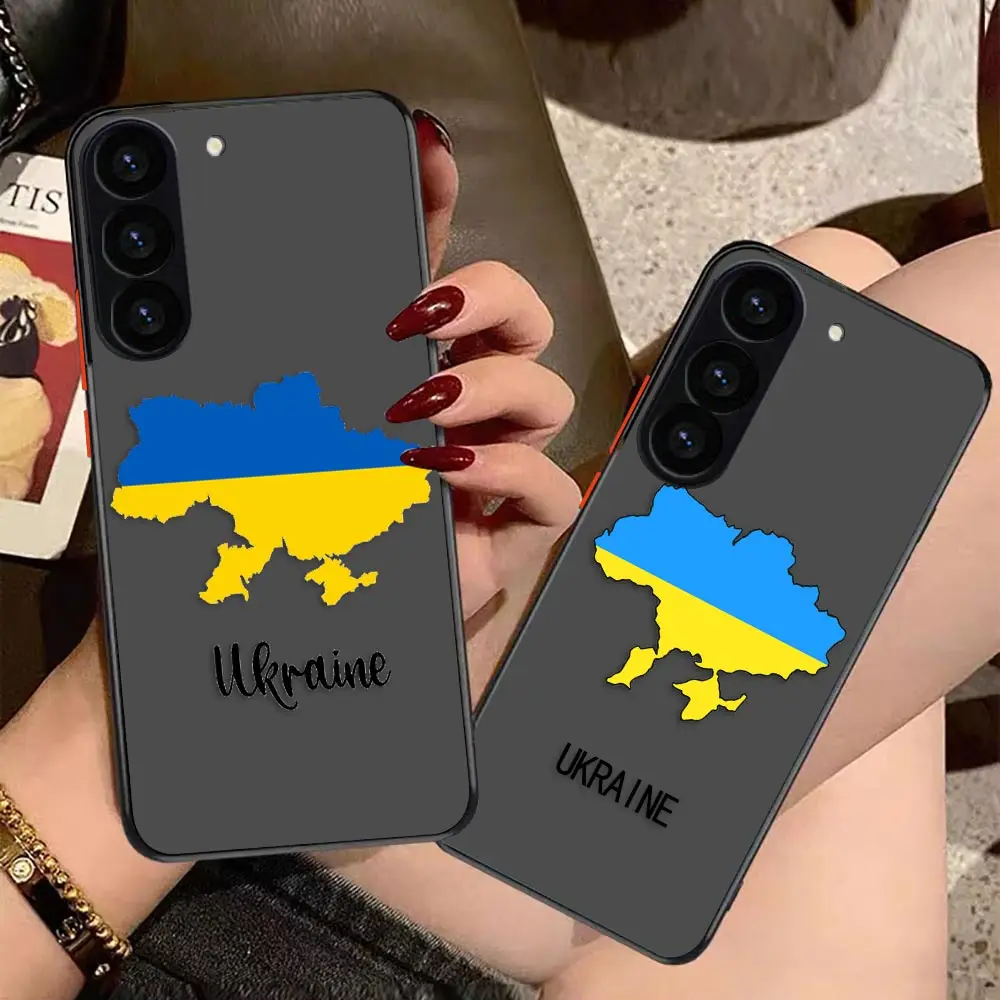 Matte Phone Case for Samsung Galaxy S23 S22 S21 S20 S10 4G S9 S8 Plus ULTRA 5G LITE Case Funda Emblem Of The Tlag Of Ukraine