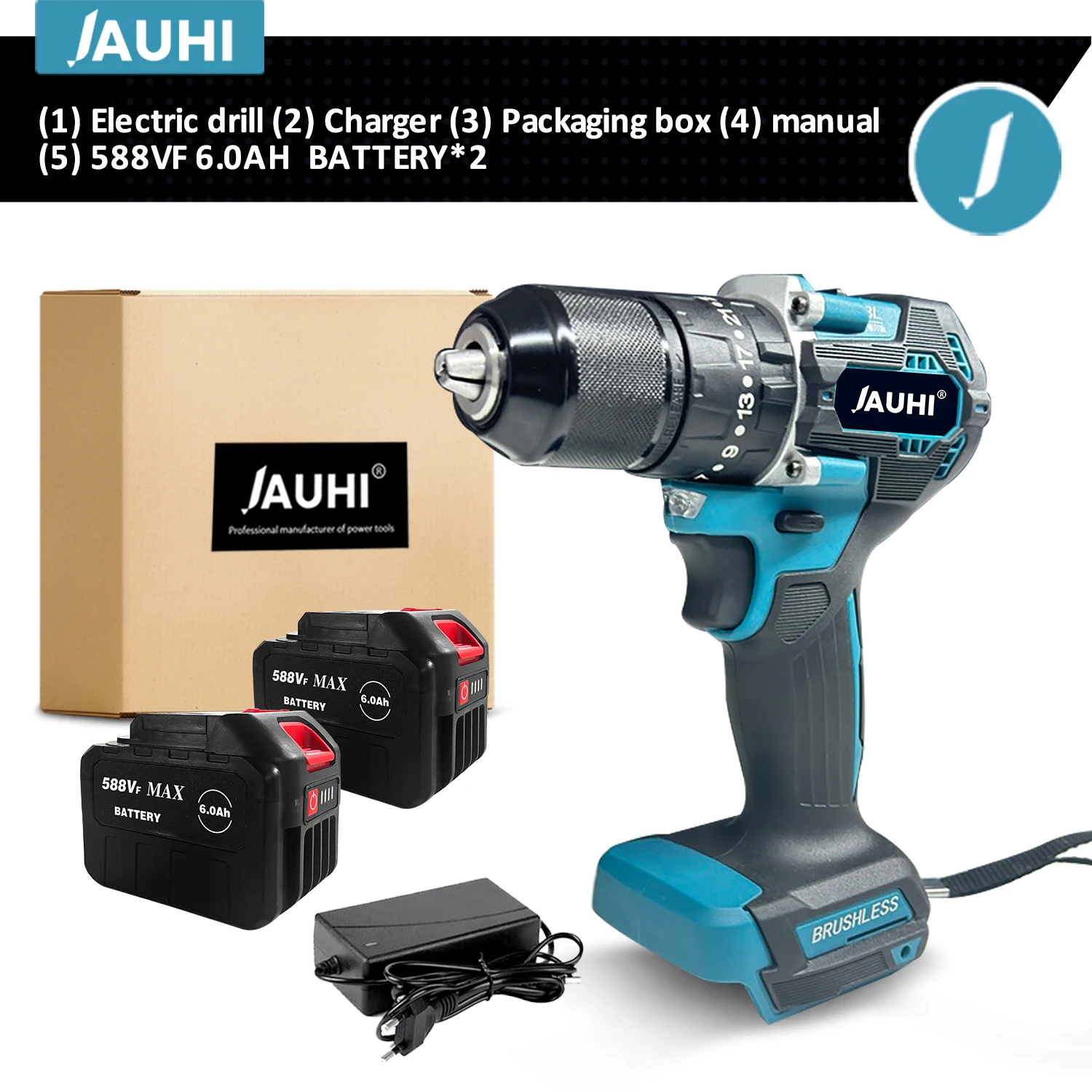 

Бесщеточная аккумуляторная ударная дрель JAUHI 13 мм