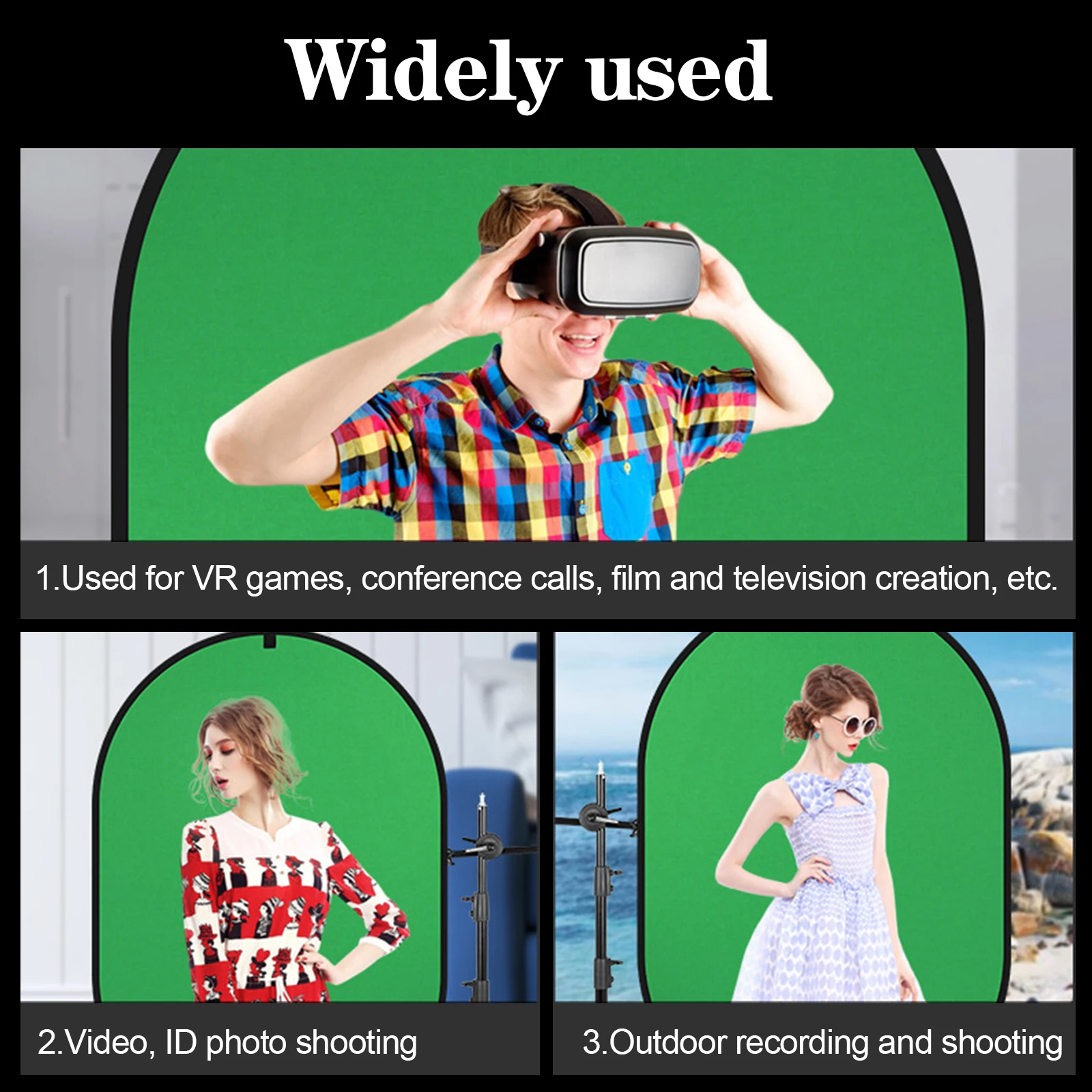 

Портативный телефон, двухсторонний синий экран зеленого цвета, 2-в-1 фон для фотографии, игр и прямых трансляций