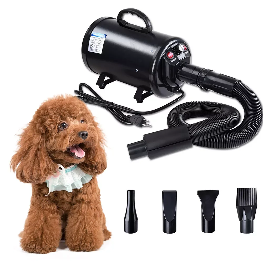 

Yescom 2400W 3.2HP Pet Dog Grooming Hair Force Dryer Quick Blower Heater Electrodeless Speed 4 Nozzles Black