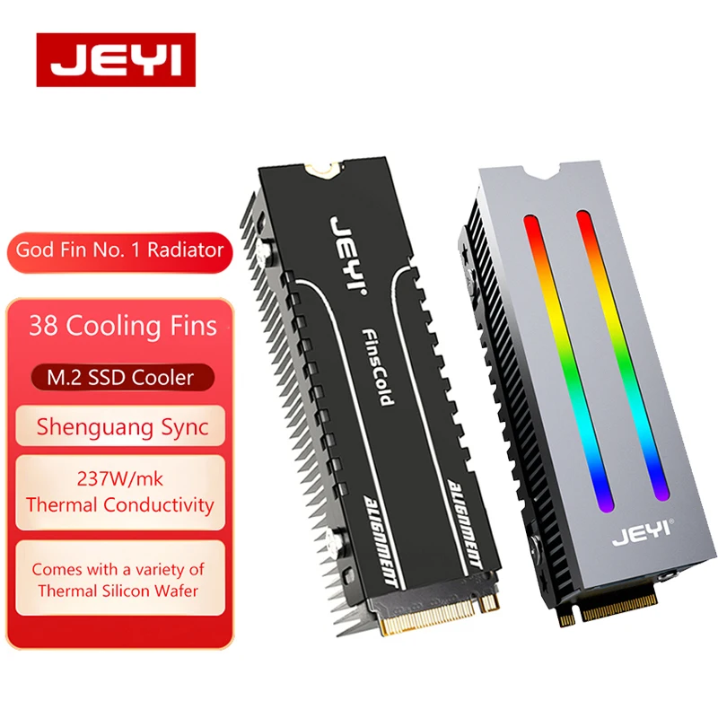 

JEYI Охлаждающий радиатор RGB Aura Sync M.2 NGFF 2280 радиатор SSD с 237 Вт/МК термоколодки Радиатор кулер аксессуары для ПК