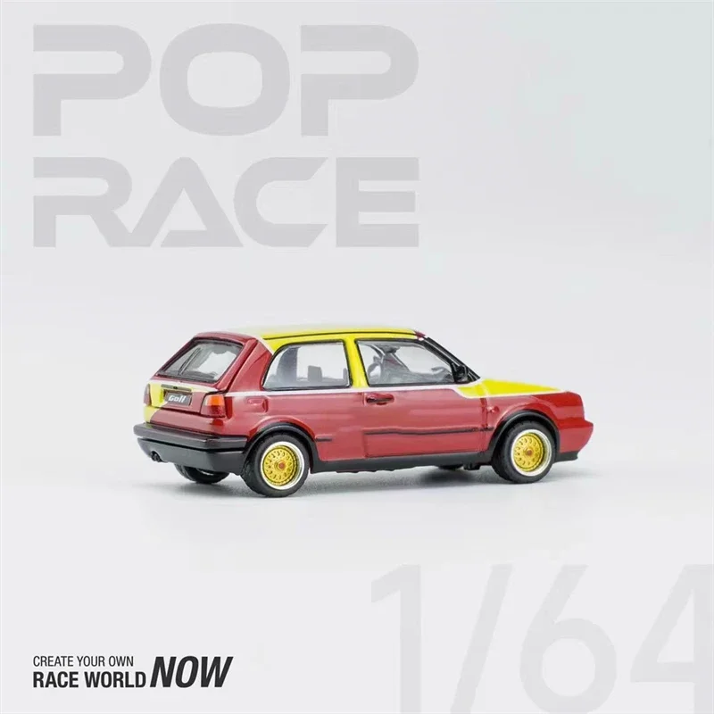 Литая под давлением модель автомобиля PopRace 1:64 Golf GTI MKIl YellowRed