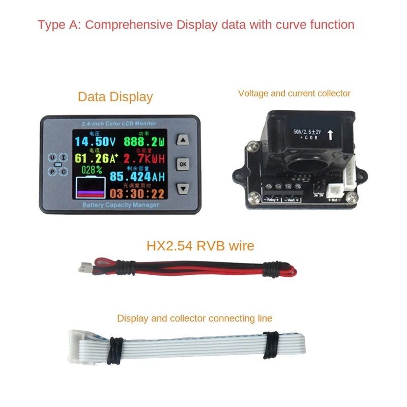 

VAH9810F 2,4 дюймовый измеритель напряжения + коллектор напряжения кулометр детектор мощности монитор Комплект запчастей для электрического мотоцикла/RV