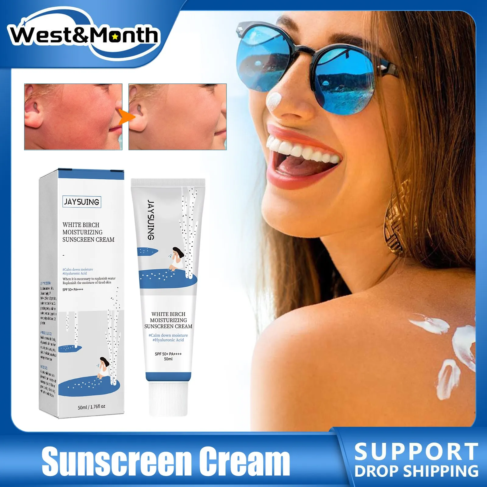 

Sunscreen Cream Summer Uv Protection Isolation Lotion Anti Aging Body Whitening Oil Control Waterproof Refreshing Sun Cream 50ml