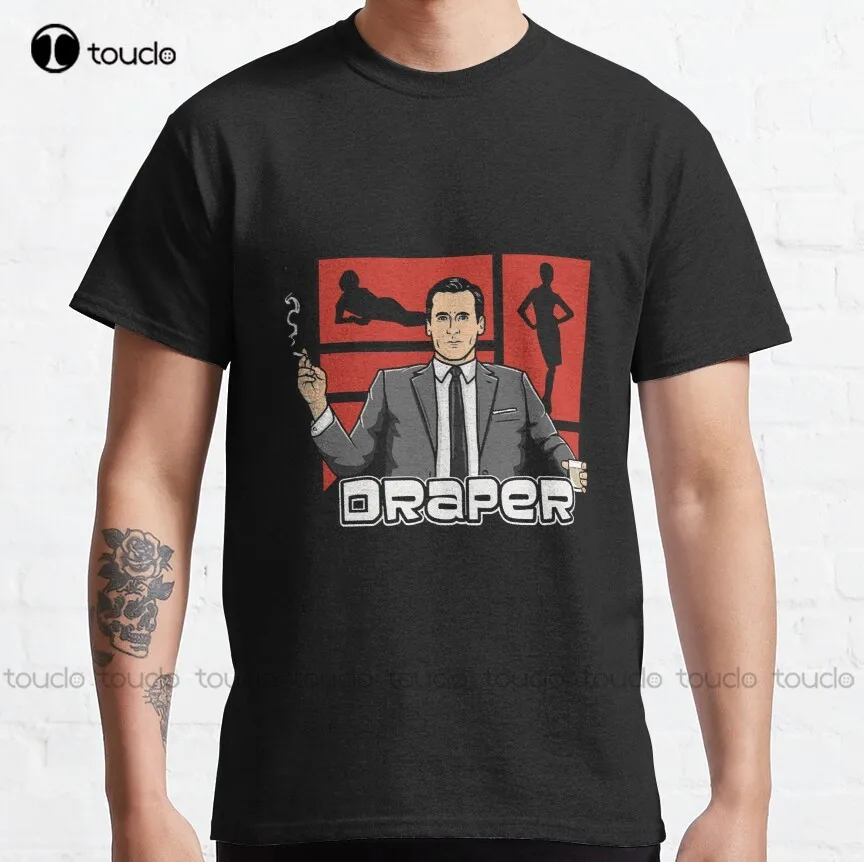 

Классические мужские и женские футболки Draper Don Draper Mad, индивидуальная футболка для подростков унисекс с цифровой печатью, Женская хлопковая ...