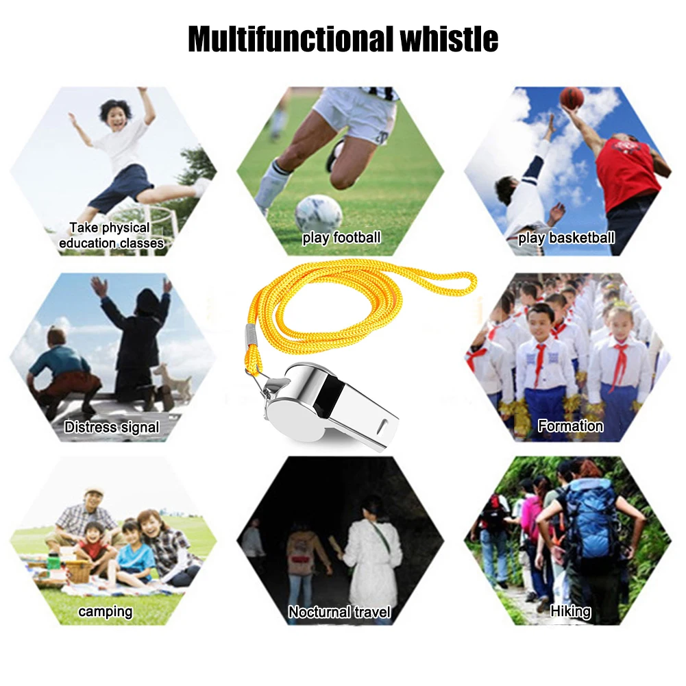 

Survival Whistle with Rope Cheer Whistles Portable Loud Crisp Sound Whistle Multipurpose for Soccer Football Basketball Training