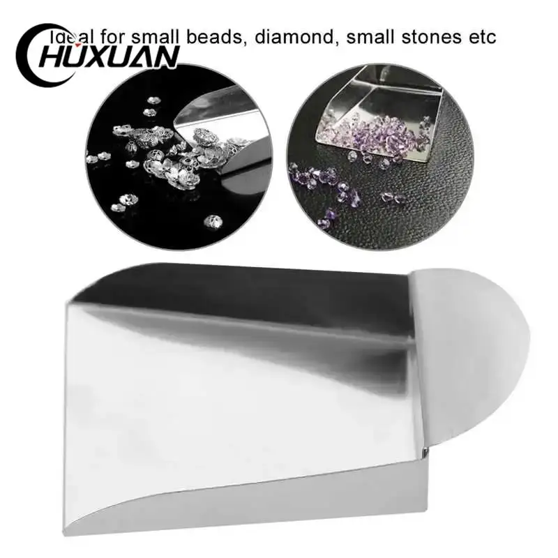 

Jewelry Shovel Jewelry Scoop for Pearls Gemstones Diamond Beads Scoop Steel Otolith Shovel Tools with Plate Handle Jewelry Tools