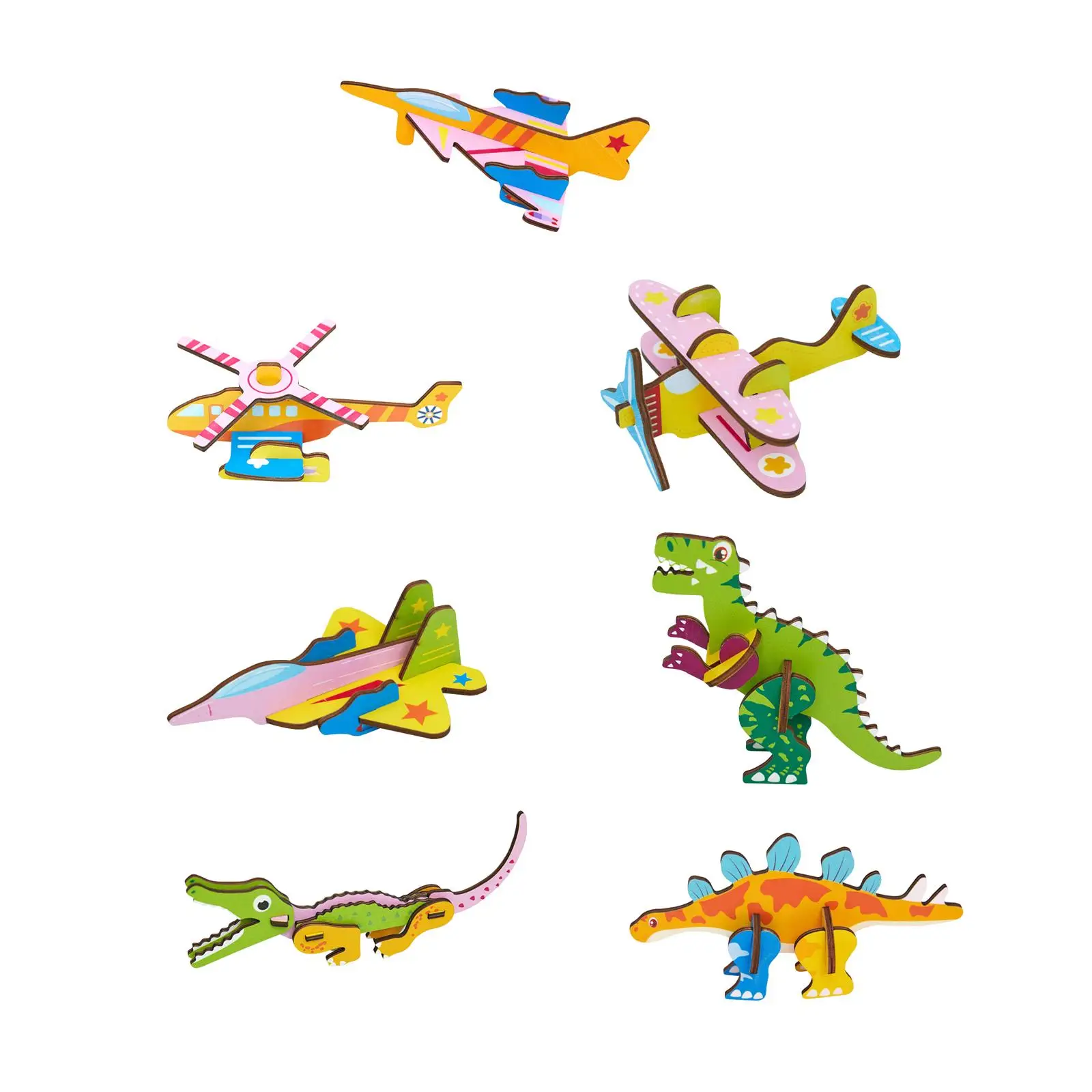 

3D Cartoon Wooden Insert Puzzle,Fun Game Kindergarten Art Crafts,Educational Toys DIY Toy Model for Kids Children
