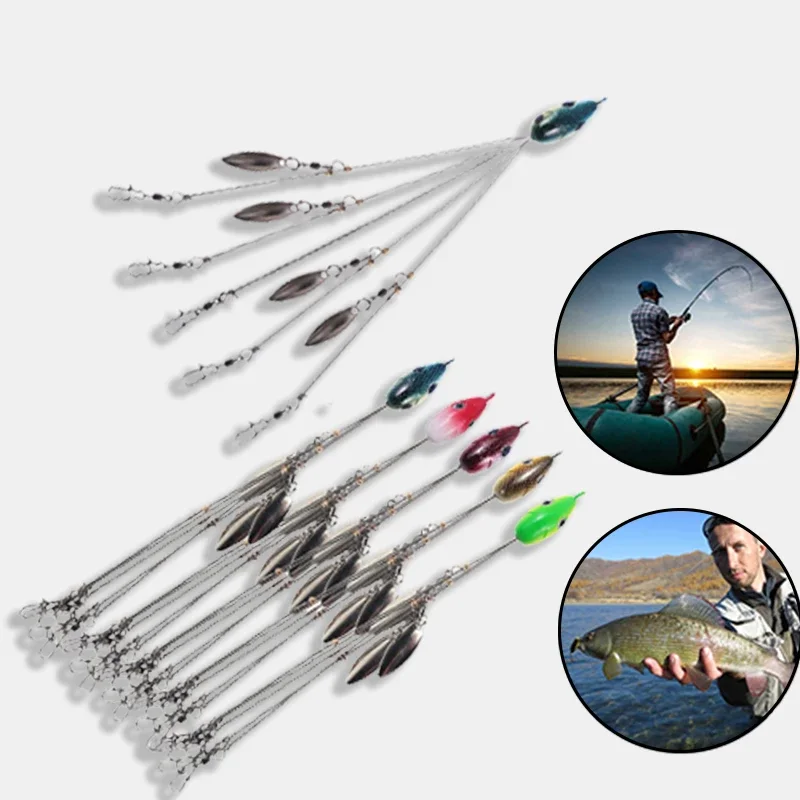 

FOCARP 5 Arms Alabama Umbrella Rig Fishing Ultralight Tripod Bass Lures Bait Kit Junior Ultralight Willow Blade Multi-Lure Rig