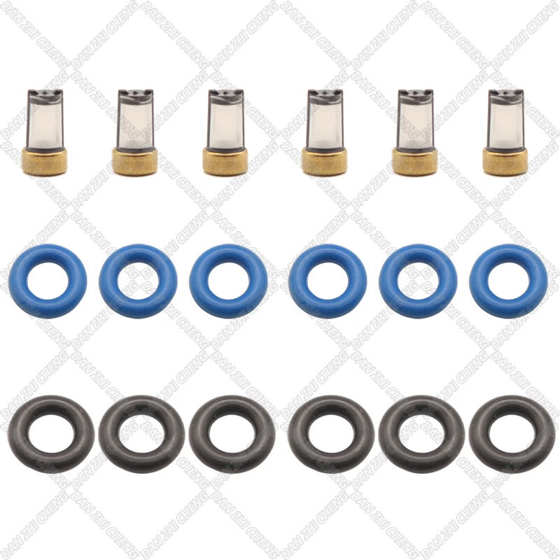 

6set Fuel Injector Service Repair Kit Filters Orings Seal Grommets for CITROEN C3 C4 1.4 16v Petrol 1984F4 IPM018 IPM012 IPM-018