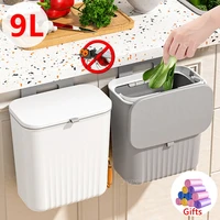 9l trash can wall mounted hanging trash bin for kitchen cabinet door with lid recycle rubbish garbage bin kitchen trash cans