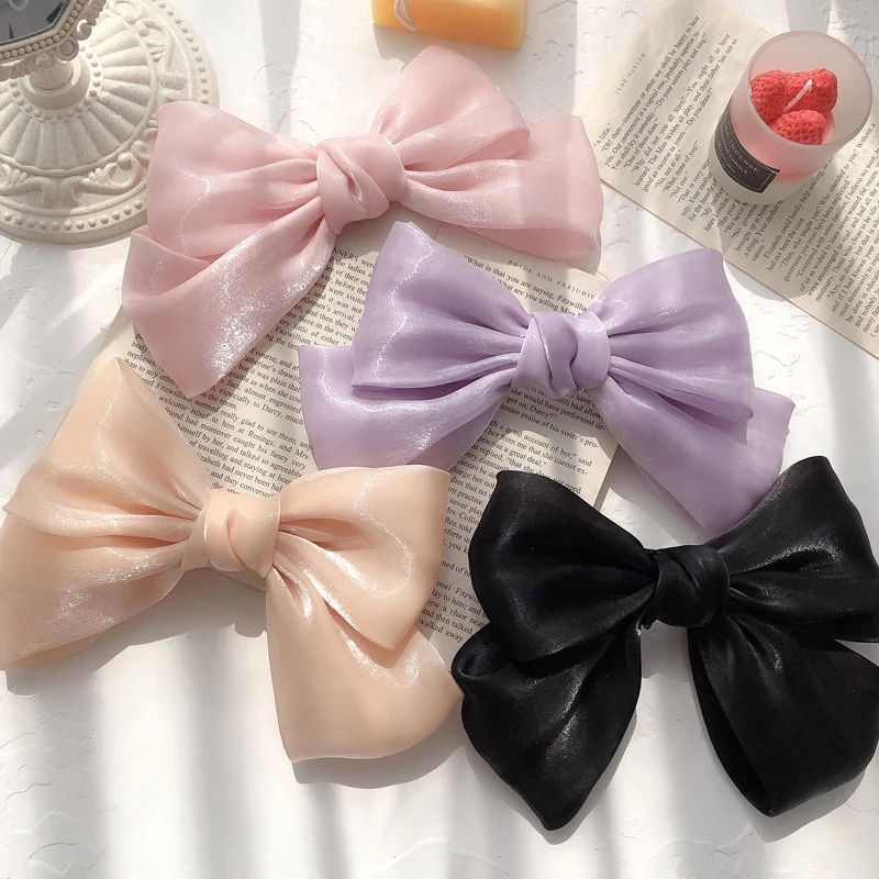 Oversized Satin Bow Hairpin Girl JK Korean Fashion Bangs Clip Hair Accessories