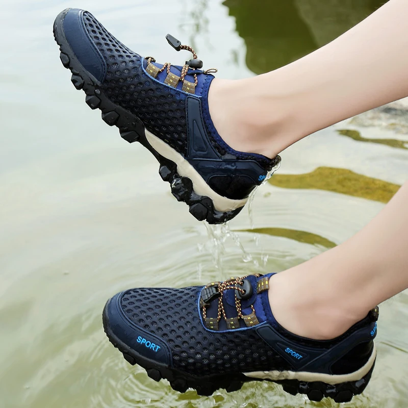 Mens Casual Summer Breathable Hiking Shoes Non-slip Outdoor Camping Jogging Sneakers Female Mountain Shoes