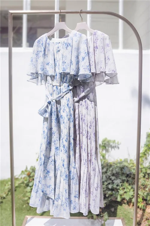 Женское шифоновое плиссированное платье Kuzuwata с отложным воротником и короткими