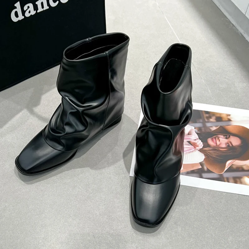 

Ботильоны женские резиновые, современные Полусапожки без застежек, квадратный носок, высокий каблук, 2022