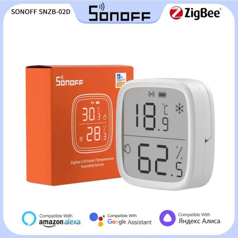

Смарт-датчик температуры и влажности SONOFF SNZB-02D Zigbee, детектор температуры и влажности с ЖК дисплеем, работает с Google Home Alexa