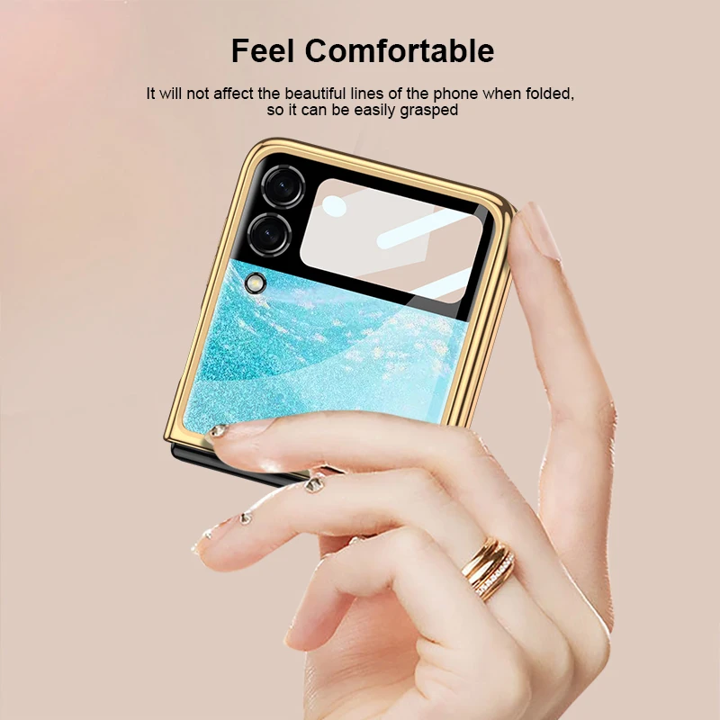 For Samsung Galaxy Z Flip 3 case ring bracket for Samsung ZFlip3 Z Flip3 folding anti-fall transparent protective cover