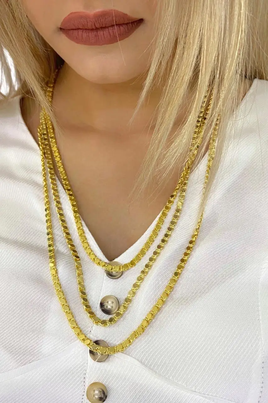 

70 cm Gold Workmanship Barley Chain Model 925 Silver Necklace