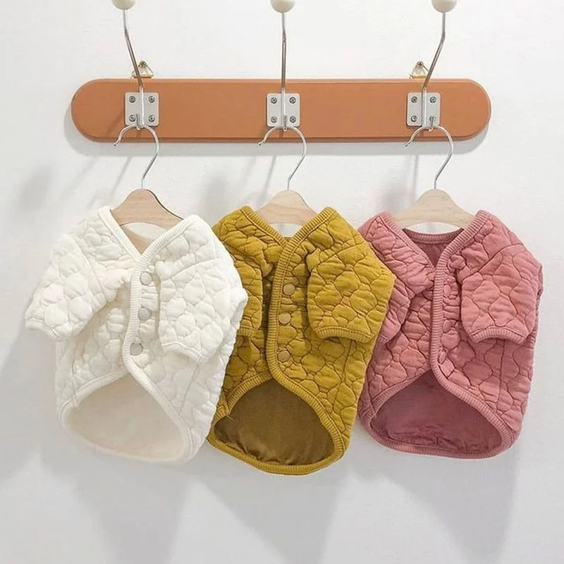 

Warm Cardigan Dog Clothes Kitten Simple Padded Coat Small Dogs Clothing Cat Winter Korean Fashion Kawaii Costume Pet Products
