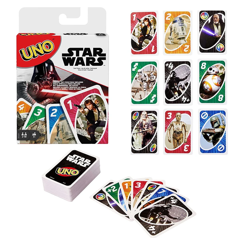 

UNO Cards Star Wars Action Figure Anime Movie Darth Vader Fanny Family Playing Cards Party Poker Game Kids Boys Birthday Gifts